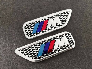 603※BMW///M 用 2枚セット カーステッカー エンブレム 車体サイドスカート アルミ合金製 フェンダーバッジ シール 強粘着力 