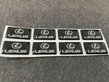 レクサス LEXUS ★ 用 8枚セット カーステッカー エンブレム シール ブラック プレート 硬質透明プラスチック 強粘着力 18ｘ10MM　送料無料_画像2