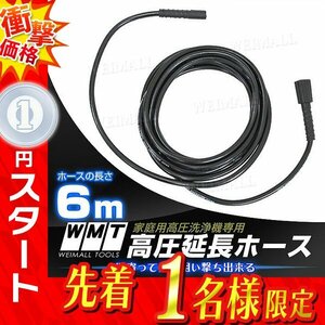 1円 即決 新品未使用 延長ホース 6ｍ 高圧洗浄機 ホース ガン側：M14×P1.5／本体側：M22×P1.5 最大40MPa 5800psi 洗車 清掃 外壁掃除