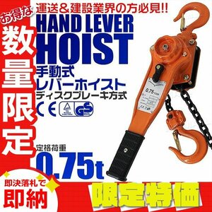 【限定セール】新品 レバーホイスト 定格荷重0.75t 750kg チェーンホイスト 玉掛け 牽引 CE TUV認証 ガッチャ チェーンブロック 荷締め機