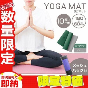 [ limitation sale ] yoga mat thick 10mm 182×61cm storage bag TPE soundproofing training hot yoga pilates stretch bili Gien × gray 