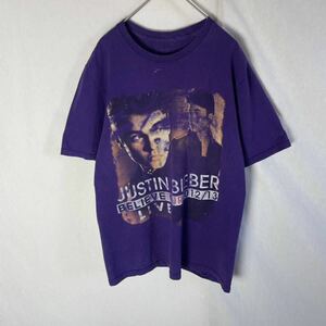 JERZEES 半袖プリントTシャツ　古着　パープル　ジャスティンビーバー