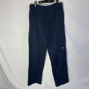  Dickies loose fit рабочие брюки двойной колено б/у одежда 34×36 темный темно-синий WORKWEAR