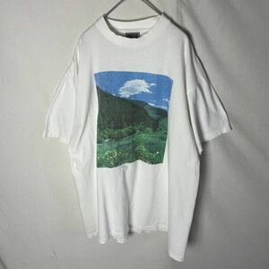 90's ONEITA 半袖プリントTシャツ　古着　XLサイズ　ホワイト　ヴィンテージ 