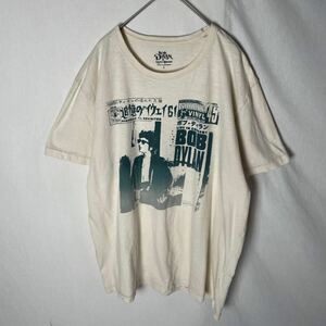 BOB DYLAN short sleeves print T-shirt old clothes L size beige 