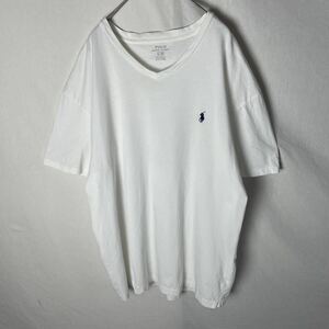 POLO RALPH LAUREN 半袖ＶネックTシャツ　古着　Lサイズ　ホワイト　