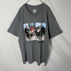 BEATLES short sleeves print T-shirt old clothes L size gray 