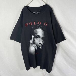POLO G short sleeves print T-shirt old clothes XL size black 