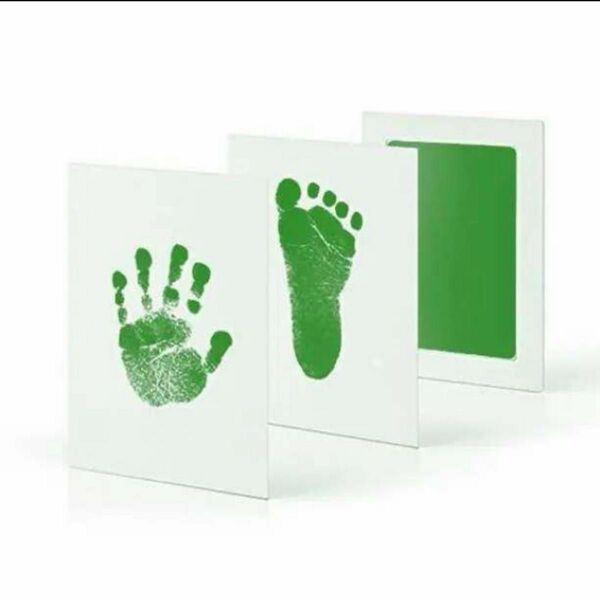価格相談歓迎 手形 スタンプ 赤ちゃん ペット 足形 汚れないインク 双子手形足形 アート 命名 誕生日 記念 出産祝い 黄緑