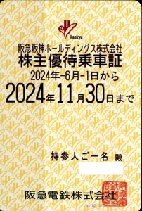 ■阪急電鉄　電車全線定期券式　株主優待乗車証１枚■土日発送可