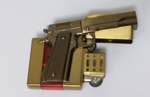 ゴールドレッドピストル型ガスライター　拳銃型ガスライター　新品未使用　海外で大人気