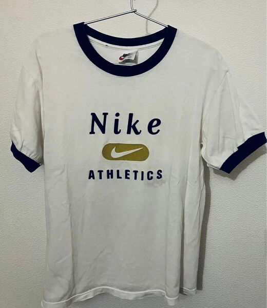 '90s NIKE USA製 リンガー Tシャツ ホワイト×ネイビー Lサイズ