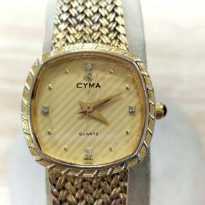  Cima CYMA 616SP wristwatch quartz Gold face 3 hands square immovable goods [18172