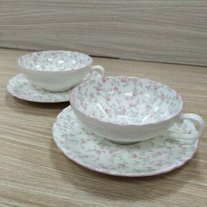 ノリタケ Noritake キューティー ローズ カップ&ソーサー 2客 ティーカップ バラ 小花　ピンク 【19470