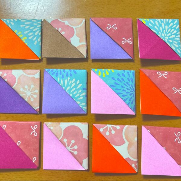 12個　三角　しおり　折り紙　和柄　壁面飾り　ブックマーク　手帳　ハンドメイド