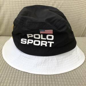 [服飾] 帽子「POLO SPORT ラルフローレン：バケットハット」 サイズ：M(58cm) ナイロン ポロスポーツ バケハ 頭囲に汗ジミあり