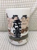 [食器] 茶器「ゆのみ：千代の富士：寿山」相撲 力士柄 湯呑：湯飲み 高さ：約9cm 円直径：約6cm アンティーク調 ビンテージ調_画像2