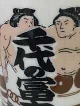 [食器] 茶器「ゆのみ：千代の富士：寿山」相撲 力士柄 湯呑：湯飲み 高さ：約9cm 円直径：約6cm アンティーク調 ビンテージ調_画像4