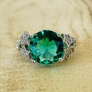 * anonymity delivery * free shipping * emerald? Showa era ring Vintage ring 13.5 number 