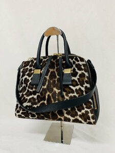 FURLA フルラ レザー×ハラコ レオパード柄 ハンドバッグ トートバッグ レディース ブラウン系×ブラック系