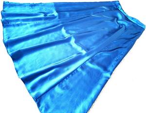 563.... satin long flared skirt height 90 blue green 