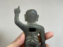 旧家整理品 仏教美術 仏像 置物 銅製 銅器 立像 誕生佛 検:中国 日本 朝鮮 李朝_画像7