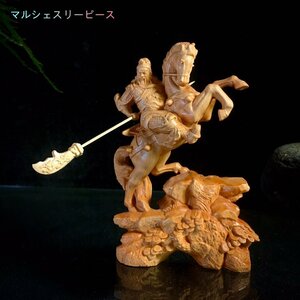 精密彫刻　極上品　仏師で仕上げ品 馬をまたぐ関公 彫刻工芸品
