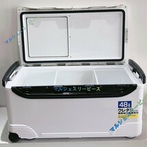 釣り用クーラーボックス 大容量48L 大型 座れる頑丈マッスルボディ 防水 サイドハンドル キャスター付 釣り 保冷力150h 水栓付き_画像5