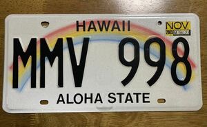ハワイ ライセンスプレート 2005 ナンバープレート HAWAII レインボー 虹 MMV998 実使用