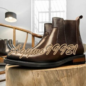 サイドゴアブーツ ブーツ メンズシューズ　チェルシーブーツ　牛革　ビジネスシューズ　本革　革靴 フォーマル　紳士靴 ブラウン　27cm