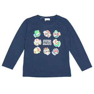  super Mario T-shirt long sleeve long T Mario Louis -jiyosi-kino pico pkpkk Park libo-patapata navy 130 child Kids 