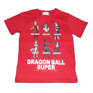 ドラゴンボール超 Tシャツ カットソー 半袖 悟空 悟飯 ベジータ 人造人間17号 フリーザ ビルス レッド 140cm 子供 キッズ