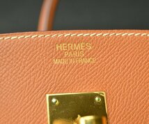 【YB】Hermes エルメス バーキン35★素材:ヴォーエプソン◆色:ゴールド◆□J刻印★カデナゴールド金具 カギ2 元箱 保護袋◆□J刻印◆状態A_画像3