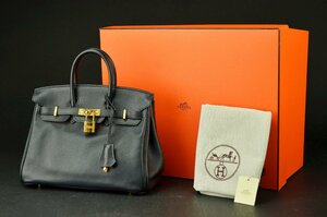 【YB】Hermes エルメス バーキン25★ヴォースイフト◆黒◆A刻印★カデナゴールド金具 カギ2 元箱 保護袋◆状態A★銀座メゾンエルメス購入