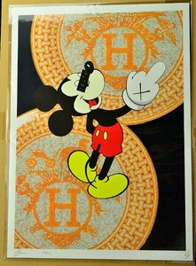 [YB]⑤DEATH NYC worldwide limitation 100 part Mickey Mouse( Mickey Mouse )×HERMES( Hermes )* silk screen * seal *COA attached * autograph autograph 