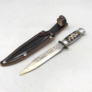 【新品 未使用】HIGH CLASS T7 金モール ゴールド 登山刀 龍 鬼 190mm 革鞘入 入山用 アウトドア用 サバイバルナイフ 狩猟用 山刀 日本製