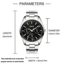 腕時計 メンズ クォーツ ビジネス カジュアル腕時計 クオーツムーブメント ステンレス製ベルト 三つ目表示 自宅やビジネスミーティ_画像2