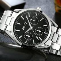 腕時計 メンズ クォーツ ビジネス カジュアル腕時計 クオーツムーブメント ステンレス製ベルト 三つ目表示 自宅やビジネスミーティ_画像1