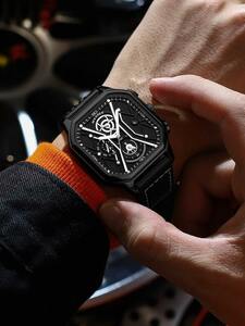 腕時計 メンズ クォーツ 男性 多角形 ポインター トリプルダイヤル クォーツウォッチ