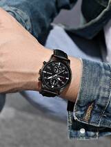 腕時計 メンズ クォーツ 1個 ブラック ポリウレタンストラップ ビジネス ラウンド , 日常の装飾用 ダイヤルクォーツウォッチ_画像5