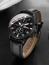 腕時計 メンズ クォーツ 1個 ブラック ポリウレタンストラップ ビジネス ラウンド , 日常の装飾用 ダイヤルクォーツウォッチ_画像3