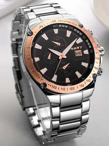 腕時計 メンズ クォーツ ビジネスウォッチ 腕時計 メンズ アロイ素材 3つのダイヤル カレンダー付き 防水 ルミナス ステンレス