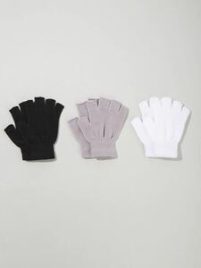 レディース アクセサリー 手袋 3ペアの女性用ニット冬用暖かさサイクリンググローブ、指なしおよびハーフフィンガースタイル屋外使用用