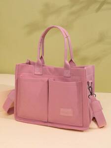 レディース バッグ ハンドバッグ バレンタインデー ピンクの桜模様のプリントが施された 多ポケットトートバッグ、マミーバッグ、大容