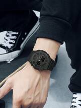 腕時計 メンズ デジタル 男性用腕時計 1個 サンダトップブランド 字型クォーツ腕時計、デジタル表示、防水・アウトドアスポーツに適_画像1
