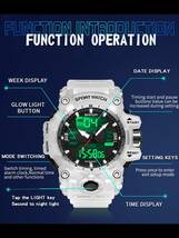 腕時計 メンズ デジタル 男性用腕時計 、トップクオリティのウォッチ、5気圧防水スポーツ腕時計、デジタル＆ファッションクォーツ時計_画像5
