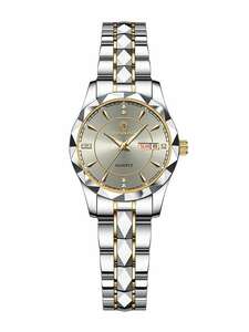 腕時計 レディース クォーツ ラインストーン付き高級女性用腕時計、クォーツムーブメント、防水、ステンレススチールストラップ＆デイト