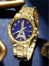 腕時計 レディース セット レディースウォッチ5個セット、女性用フルラインストーンエッフェル塔文字盤クオーツウォッチおよびブルージ_画像6