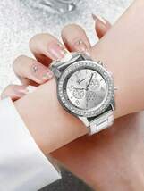 腕時計 レディース セット 6個セットのレディースウォッチ、トレンディかつ光沢のある女性用合金製クォーツ時計、ラインストーンブレス_画像2