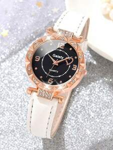腕時計 レディース セット 6個セット キラキラ輝くラインストーンハートクォーツウォッチアナログレザー腕時計&ジュエリーセット、